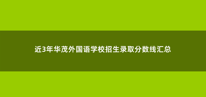 近3年华茂外国语学校招生录取分数线汇总