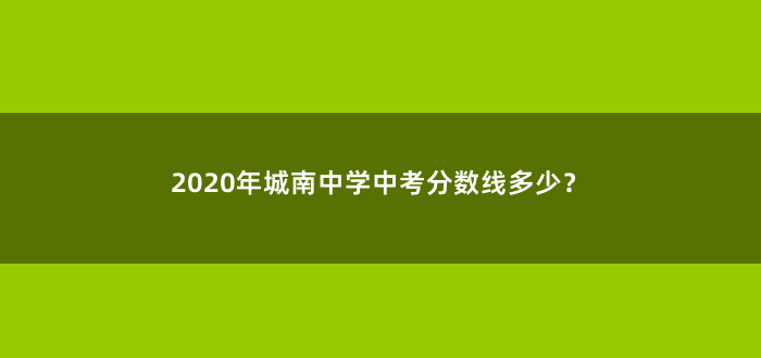 2020年城南中学中考分数线多少?