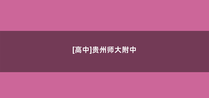 [高中]贵州师大附中